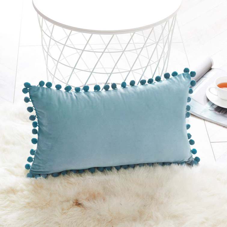 Dakota Fields Bonnice Pompoms Velvet Pillow Cover Wayfair